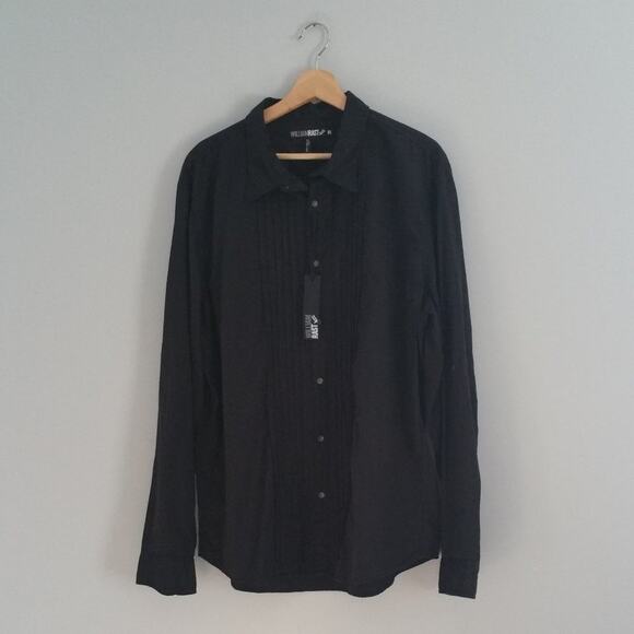 William Rast Men's Black Cotton Pleated Button Down Shirt Size XXL - Picture 1 of 7